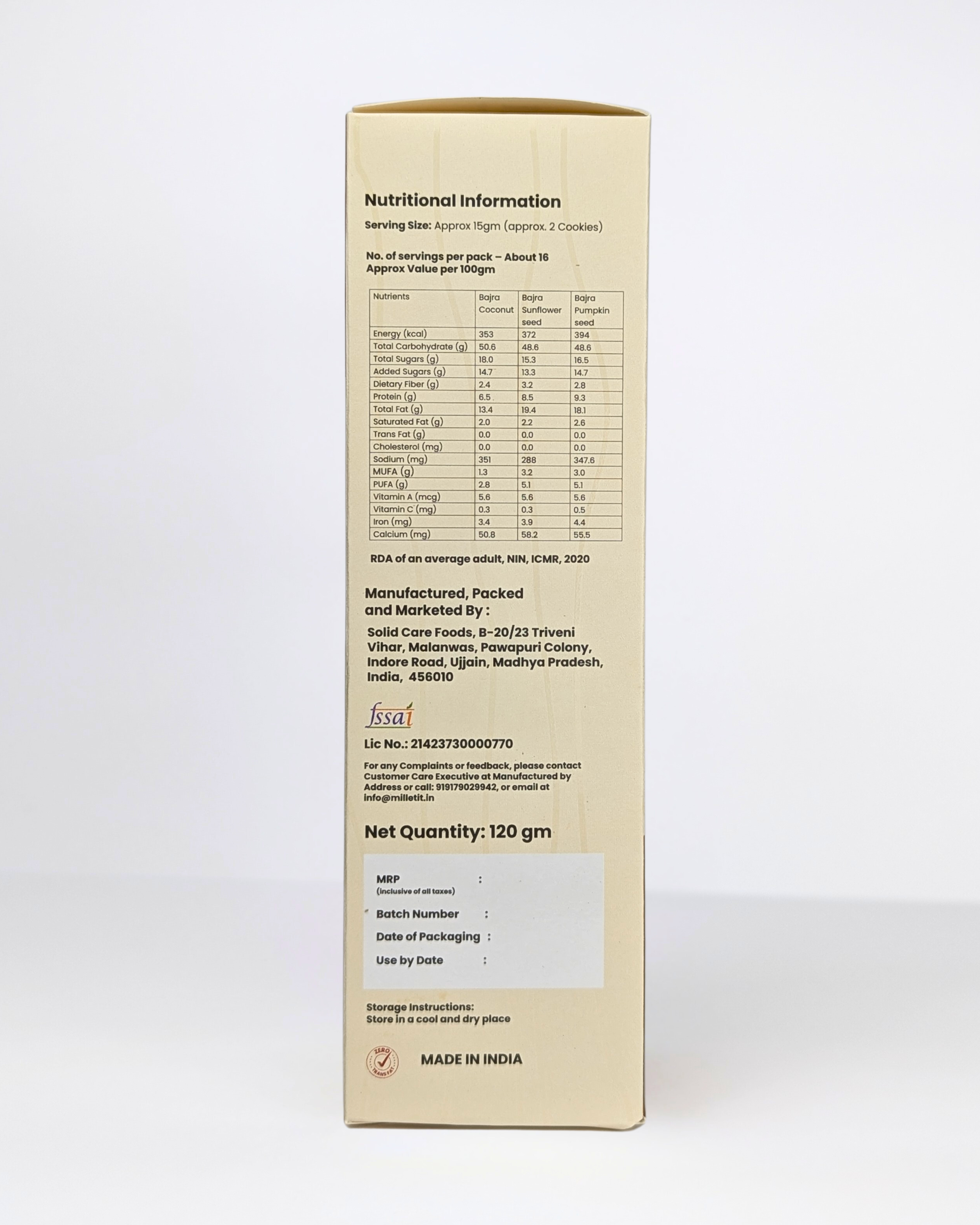 Millet-it Bajra Coconut Cookies | 120gm